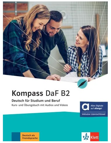 Kompass-DaF-B2-Hybride-Ausgabe-allango-Kurs-und-Übungsbuch-mit-Audios-und-Videos-+-Griechisches Glossar